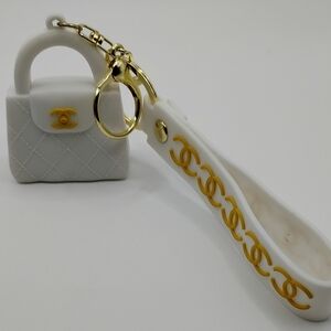 White and Gold Key Holder With CC Logo On Gold